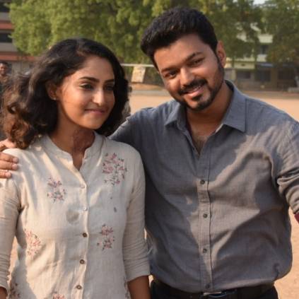 Actress Reba Monica John Shares A Shooting Still Of Vijay And Atlee's Bigil