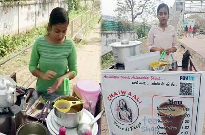 Graduate girl open tea stall outside woman college in Patna