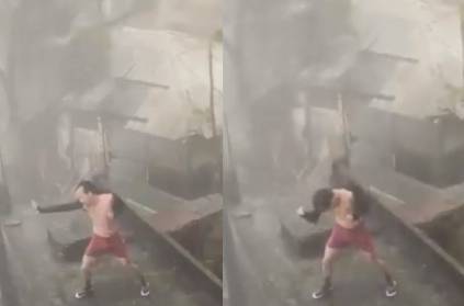 Mans activity during heavy storm and rain? fun video viral