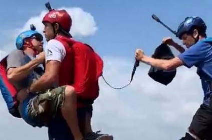 The young man fell down during the para jumping, video goes viral