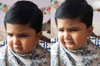 viral cute boy cries warns and does mimicry to the barber video