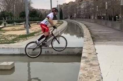Young Man Cycling Video goes Viral on Social Media