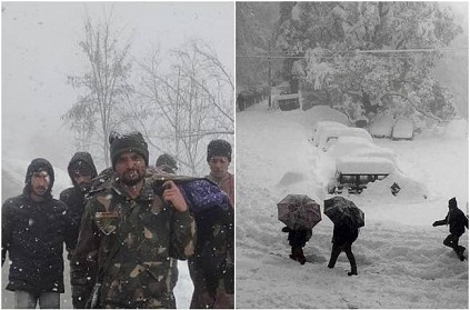 Army men carry pregnant woman on shoulders in snowfall for 5 km