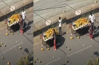 bhopal woman threw papaya fruit on road because hit the car