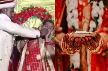 bride slaps groom in marriage event video round in social media