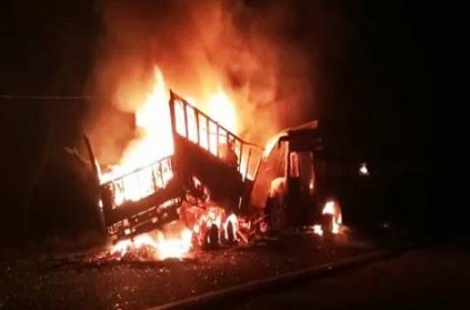 Bus Carrying 50 Catches Fire In UPs Kannauj After Accident