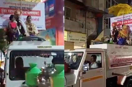 couple takes baraat in water tanker to highlight water crisis
