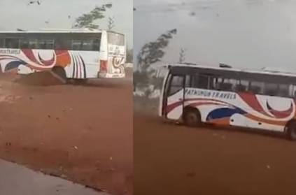 Cyclone Amphan pushes back a bus in Telangana