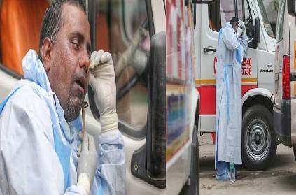 delhi ambulance driver shaving in side mirror pic viral