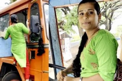 Delisha Davis from Kerala drives a tanker lorry that transports fuel