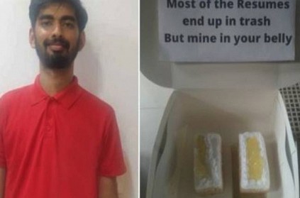 delivery boy attach his resume with pastry box viral