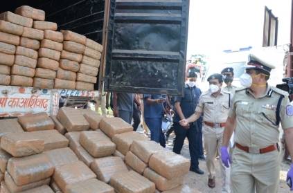 hyderabad police seized 1000 kg ganja from container lorry
