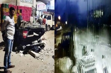 Hyderabad Video Car Crashes Into Divider Falls Off Flyover