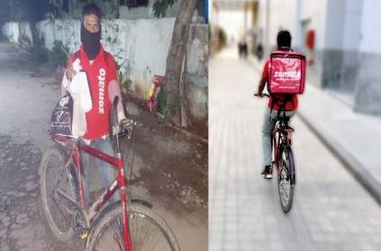 Hyderabad zomoto Delivery Boy speed delivery on bicycle