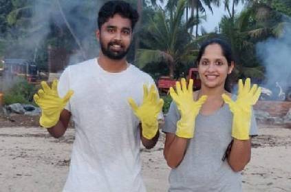 karnataka mangalore newly wed couple clear beach waste skip honeymoon
