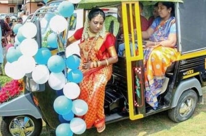 Kerala bride drives auto vehicle on her marriage day goes trending