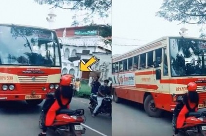 Kerala Girl not giving way for KSRTC since it comes in wrong way