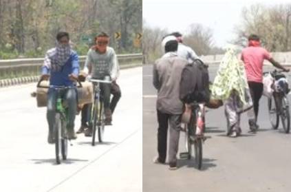 Labourers from Maharastra returned to their home by Cycle