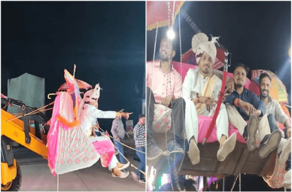 Madhya Pradesh Groom comes in Bulldozer for Marriage