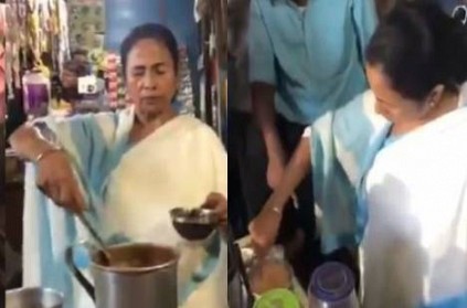 Mamata Banerjee prepares tea & serves it to locals video