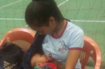 Mizoram Volleyball Player Lalventluangi Breastfeeds Child Amid Game