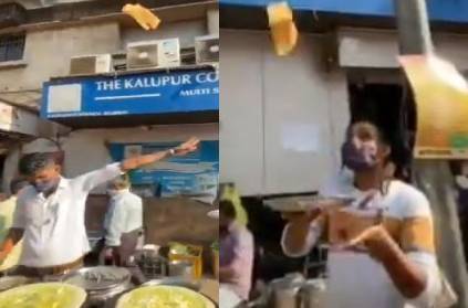 Mumbai man\'s flying dosa technique goes viral