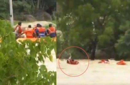 NDRF men washed away with floods video goes bizarre