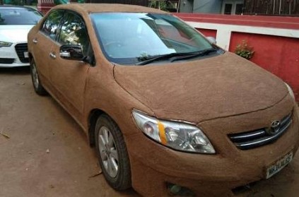 ahmedabad car owner coats car with cow dung to keep it cool