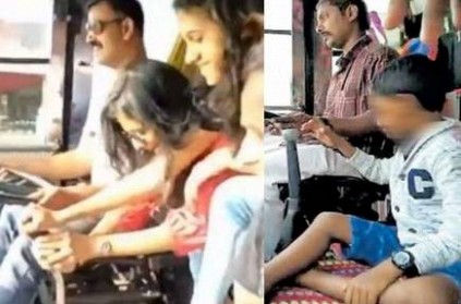 Kerala tour bus driver allows minor boy to change gear