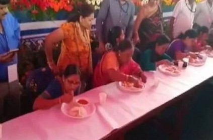 old woman ate 6 idlis in just 1 minute in Dasara competition