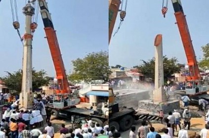 Pole collapses during restoration work at Ramalayam in Andhra Pradesh