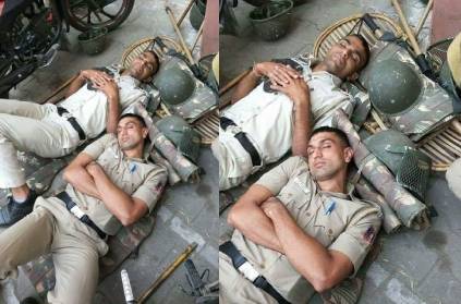 Police sleeps in a street and photo went viral
