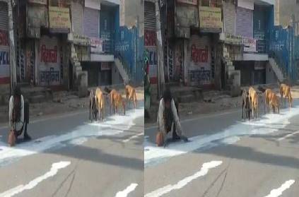 poor man urging to fetch milk spilled on road viral video