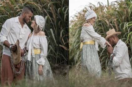 Pre wedding photoshoot with the theme of a past slave\'s love
