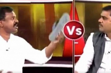 Sandal hurled at Andhra BJP leader during live TV news debate
