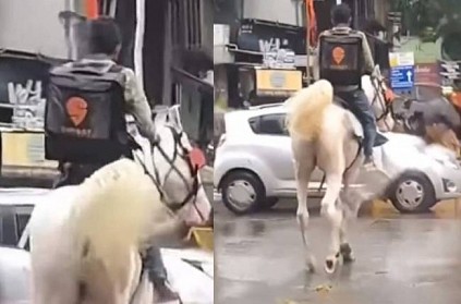 swiggy finds man in horse says he is not delivery guy