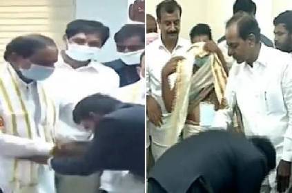 telangana district collector touches feet of cm reason