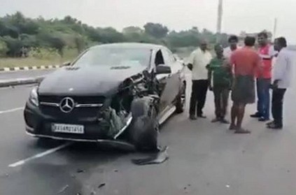 tirupati tractor hits on mercedes benz breaks into two parts