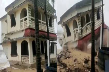 Video of a house collapsing due to Tauktae cyclone in Kerala