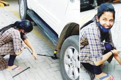 Video : Rohini Sindhuri IAS replace a punctured SUV tyre goes viral