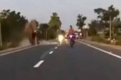 VIDEO: Wild elephant warn two wheeler video goes viral
