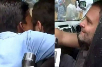 WATCH: Rahul Gandhi gets a surprise kiss from a man in Wayanad