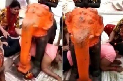 Woman gets stuck in idol while \'Maanta\' rituals viral video