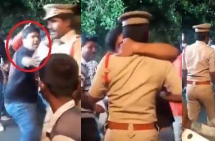 Young Man Kisses Sub Inspector In Bonalu Celebrations video goes viral