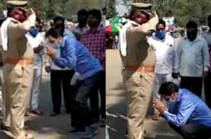 YSRCP congress MLA touches police feet to thank amid Covid19