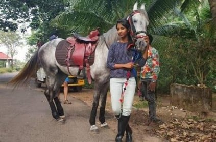 kerala girl student riding horse to reach examhall on time viral video