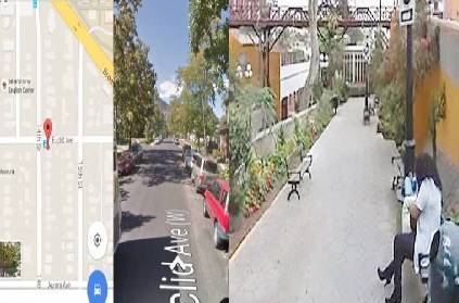 husband sees wife cuddling with another man in Google Map street view