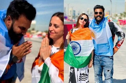 argentina woman wear indian flag in india world cup