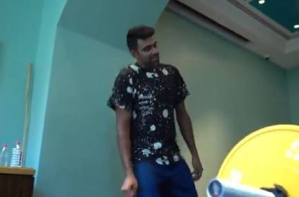 Ashwin enjoys gym session by dancing on Vaathi coming song
