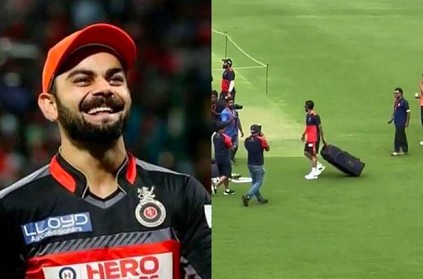 Fans chanting virat Kohli name after he enters into the ground